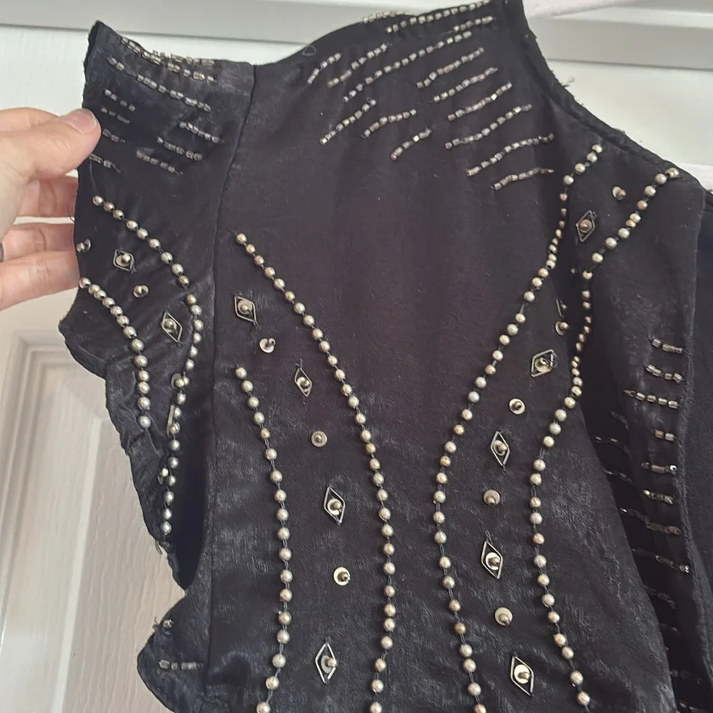 Free People Shine Like The Stars Beaded Mini Dress Size M - Picture 10 of 14